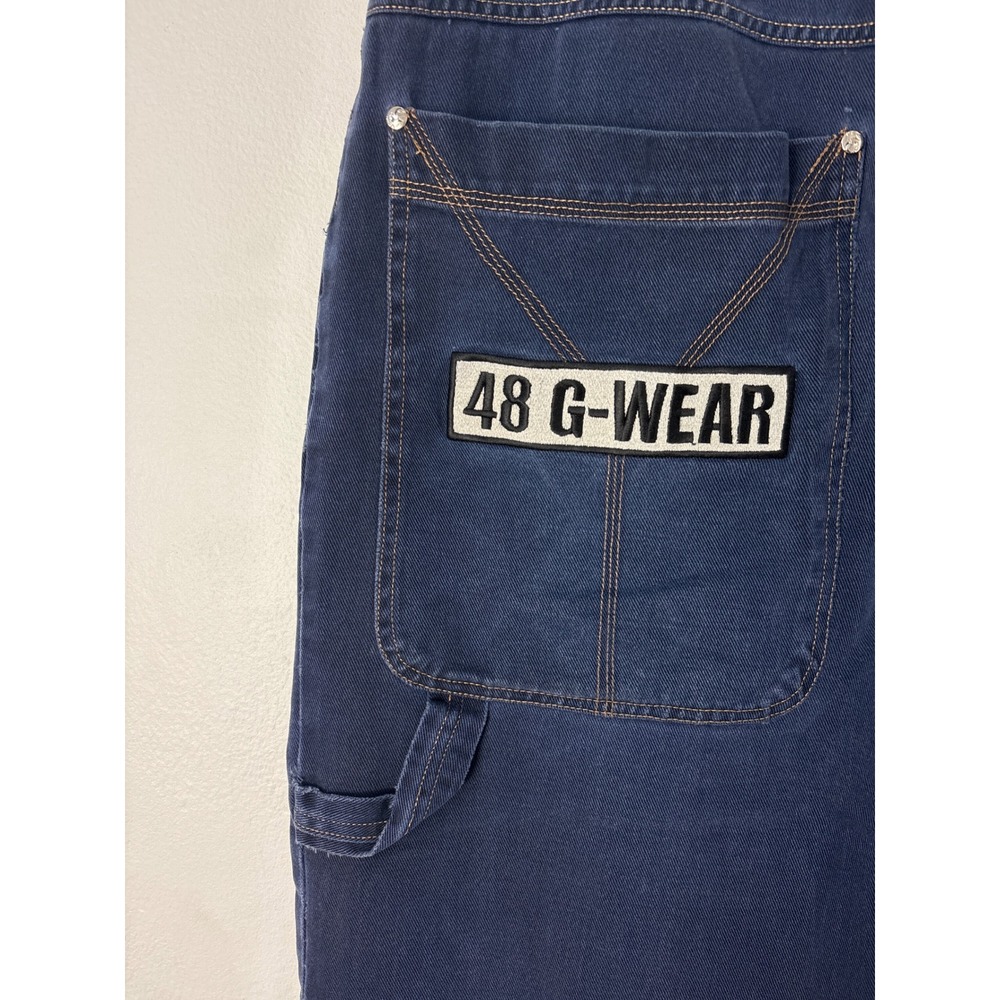 Y2K 48 Jeans Mens 38 Thrashed Hip-Hop Skater‎ Baggy Carpenter Jeans Patches - Picture 5 of 11